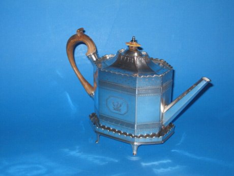 18th Century Old Sheffield plate silver teapot & stand - Click to enlarge and for full details.