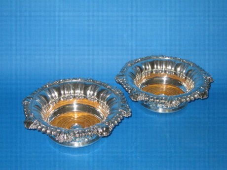 Pair of Old Sheffield Plate silver Magnum Bottle Coasters - Click to enlarge and for full details.