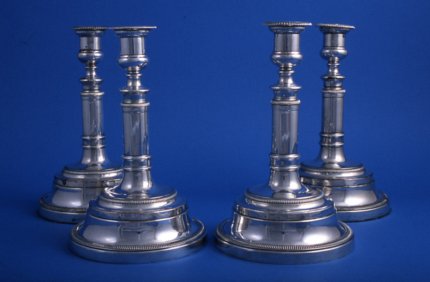 Set of four Old Sheffield Ships Candlesticks - Click to enlarge and for full details.