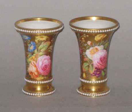 Pair SPODE porcelain Spill Vases, circa 1815-20 - Click to enlarge and for full details.