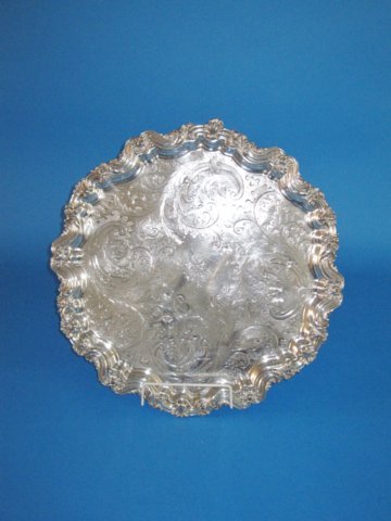 Large Regency Old Sheffield Plate Silver Salver, circa 1825. - Click to enlarge and for full details.