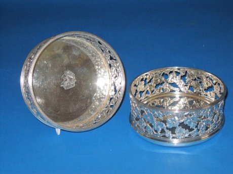 Silver Wine Coasters by Benjamin Smith, London 1815. - Click to enlarge and for full details.