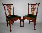 PAIR MAHOGANY SIDE CHAIRS. GEORGE II, CIRCA 1750 - Click to enlarge and for full details.