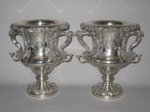 PAIR OLD SHEFFIELD PLATE SILVER WINE COOLERS. CIRCA 11830 - Click to enlarge and for full details.