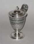 OLD SHEFFIELD PLATE SILVER MUSTARD POT, CIRCA 1775 - Click to enlarge and for full details.