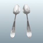 Pair of Irish Silver tablespoons. Dublin 1781 by Robert Smith - Click to enlarge and for full details.