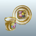 ​A Derby Porcelain Coffee Can and Saucer, Pattern 645 - Click to enlarge and for full details.