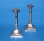 A rare pair of  tapersticks by Thomas Law. - Click to enlarge and for full details.