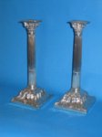 Pair George III square based candlesticks - Click to enlarge and for full details.